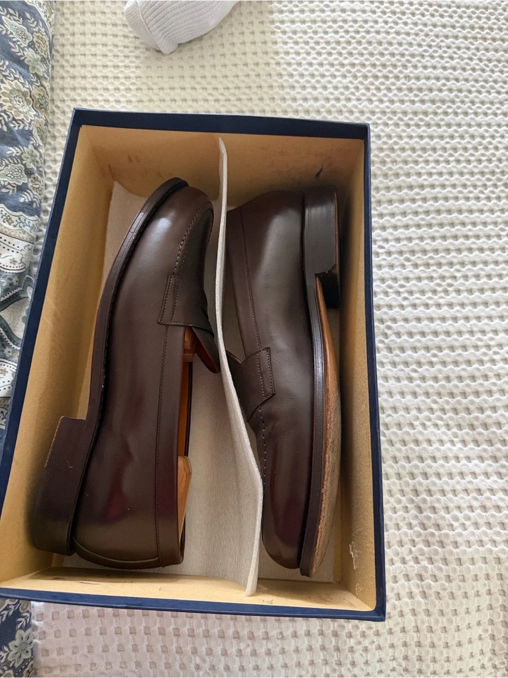 Men's Leather Penny Loafers in Burgundy Brown